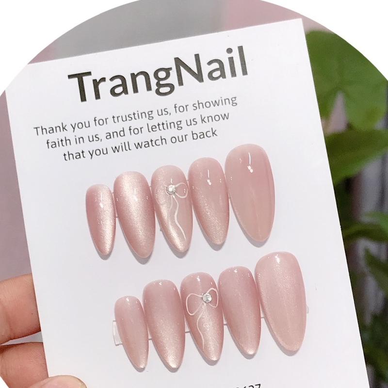 Huyền Trang Nailbox mắt mèo hồng vẽ nơ T21 Làm Nail