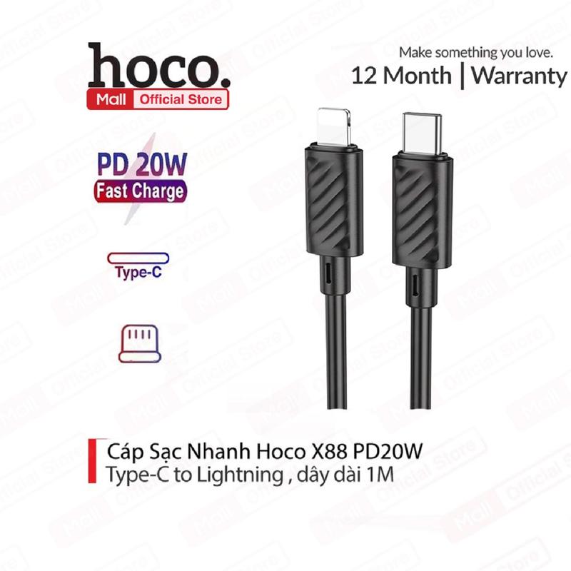 Dây sạc nhanh PD20W Typec to Lightning Hoco X88 dùng cho Iphone 14 trở xuống hỗ…