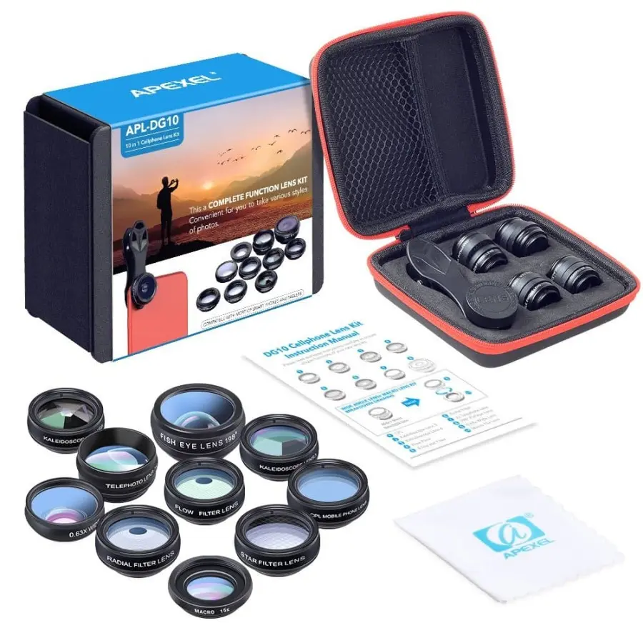 APEXEL 10 in 1 Lensa Fisheye Macro Star Wide Angle Lens - DG10