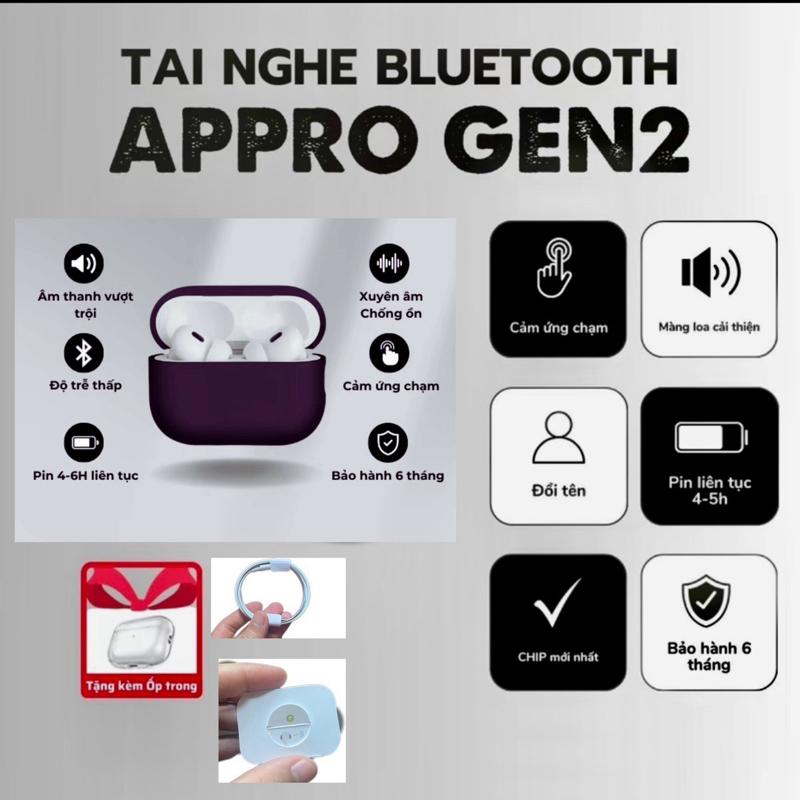Tai nghe Bluetooth không dây  AP pro Gen2 (Âm êm, Bass căng, Định vị, Đổi tên, Cảm biến chạm, Micro tích hợp)-Tai nghe Bluetooth AP3 full CHỨC NĂNG( ÂM ÊM, NHẸ NHÀNG)- Bảo hành 6 tháng