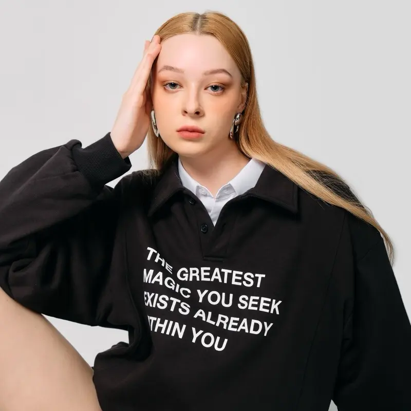 Áo Sweater Polo Nỉ Tay Dài Unisex MAZIC TYPOGRAPHY - Thiết Kế Độc Quyền - Top, Nữ Hoodie