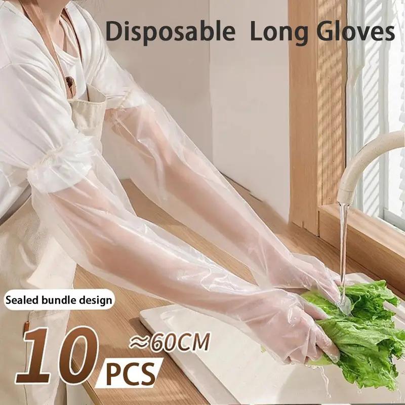 10PCS Multifunctional Disposable Gloves Plastic Waterproof Farm Glove Durable Transparent Cleaning Long Gloves 5