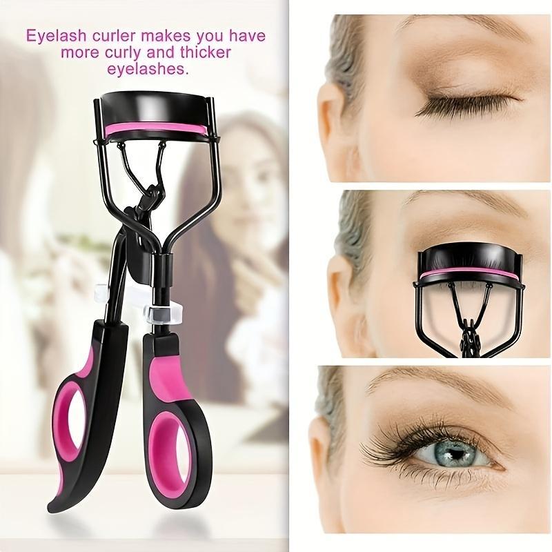 Eyelash Curler & Eyebrow Brush Kit, 1 Count Eyelash Curler & 1 Count Comb & 1 Count Double-sided Eyebrow Brush & 3 Counts Mascara Brush & 6 Counts Curler Pad 2