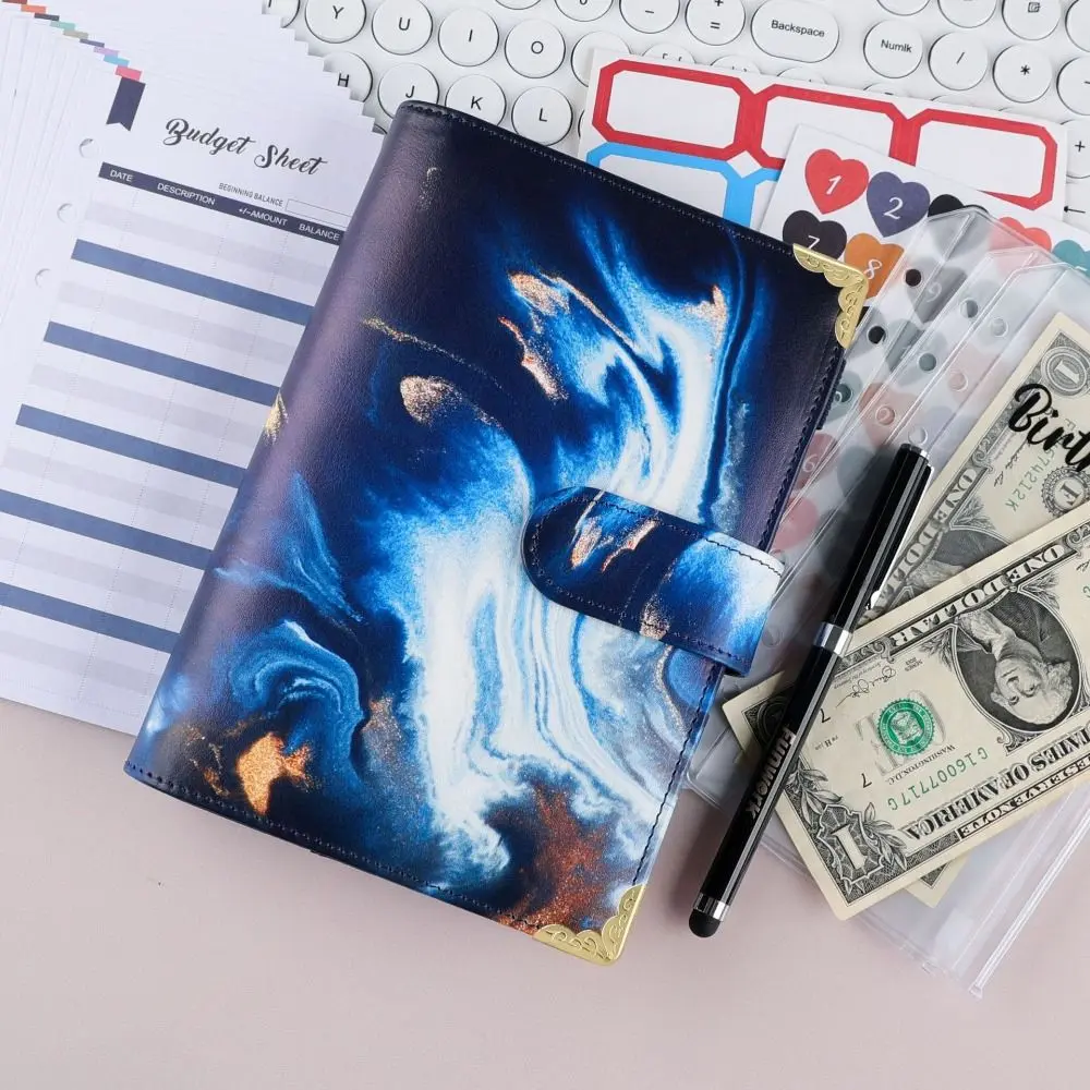 Portable Save Money Budget Binder with Zipper A6 Money Organizer for Cash PU Leather Large Capacity Budget Planner Organizer