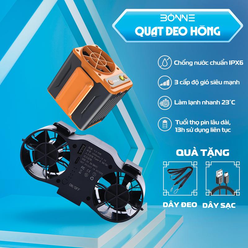 (Tặng kèm Thắt lưng / Nịt lưng) Quạt gắn thắt lưng điều hòa cao cấp by Bonne TECHNOLOGIQUE, Quạt đa năng công suất lớn kiêm sạc dự phòng, có đèn pin chiếu sáng, Quạt công suất cao.[phụ kiện, [phụ kiện, usb], usb]