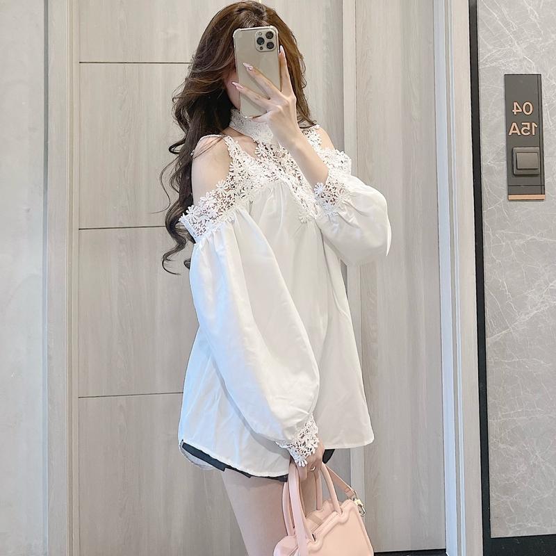 Áo tiểu thư trễ vai phối ren trắng cổ đức Samhyewear
