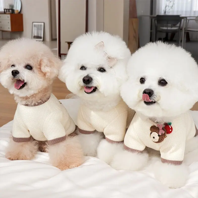 Quần áo thú cưng, Phong cách cặp đôi, Váy cho chó và mèo Gấu dễ thương, Thích hợp cho chó Shih Tzu, Áo phông cho chó, Váy cho chó 0
