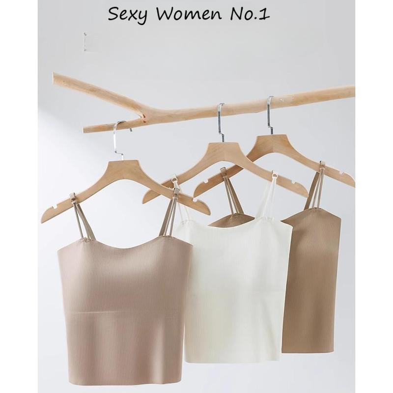 M-L Ice Silk bra-top with chest pad camisole female soft vest bra+Top Womenswear Lingerie 1