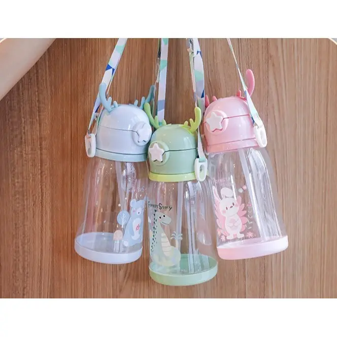 Botol Minum Anak Tanduk Rusa 600ml Botol BPA Free Gratis Tali Panjang Food Grade Botol Minum Lucu