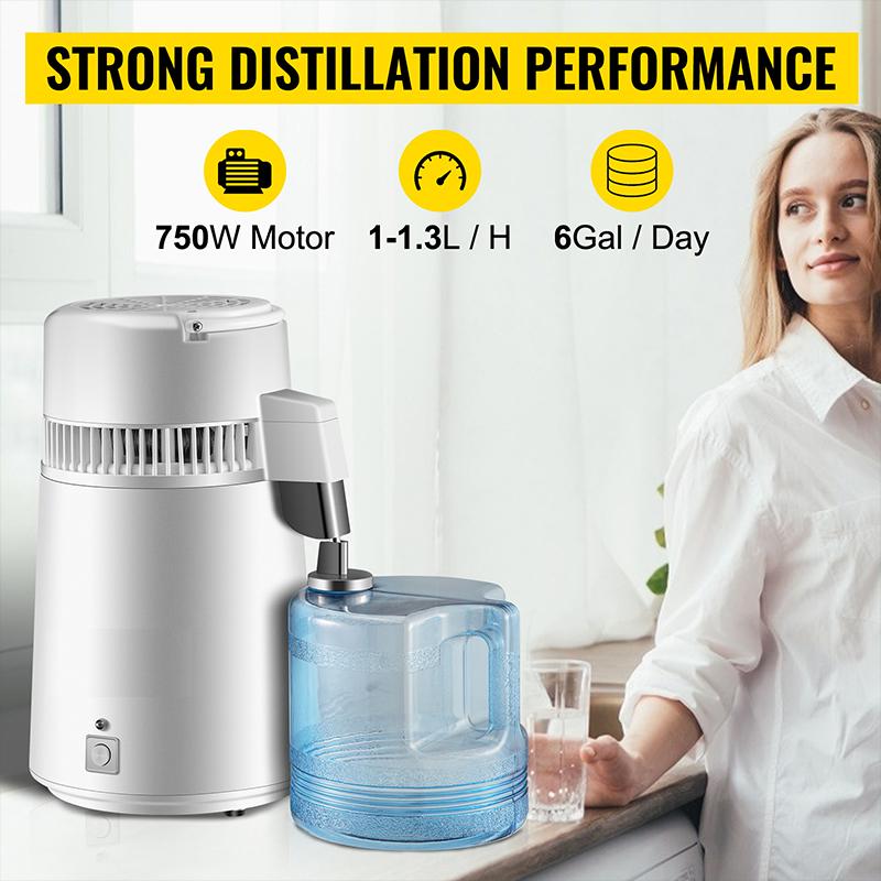 Product Introduction of Water Distiller Distilled Water Machine 750W Pure Water Distilling BPA Free Plastic Container  Water Distillation Kit Button, Countertop Distilled Water Maker for Home dispensers 6