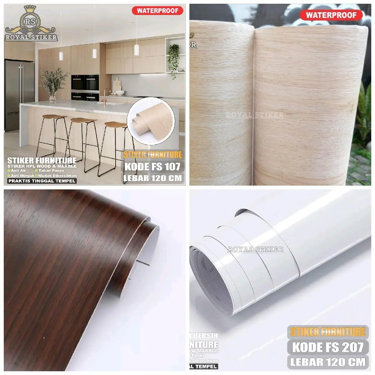 Stiker Kayu PVC Pelapis Furniture Meja Lemari Kayu Triplek Premium Kertas Dinding - Ukuran L 120 Cm X P 25 Cm