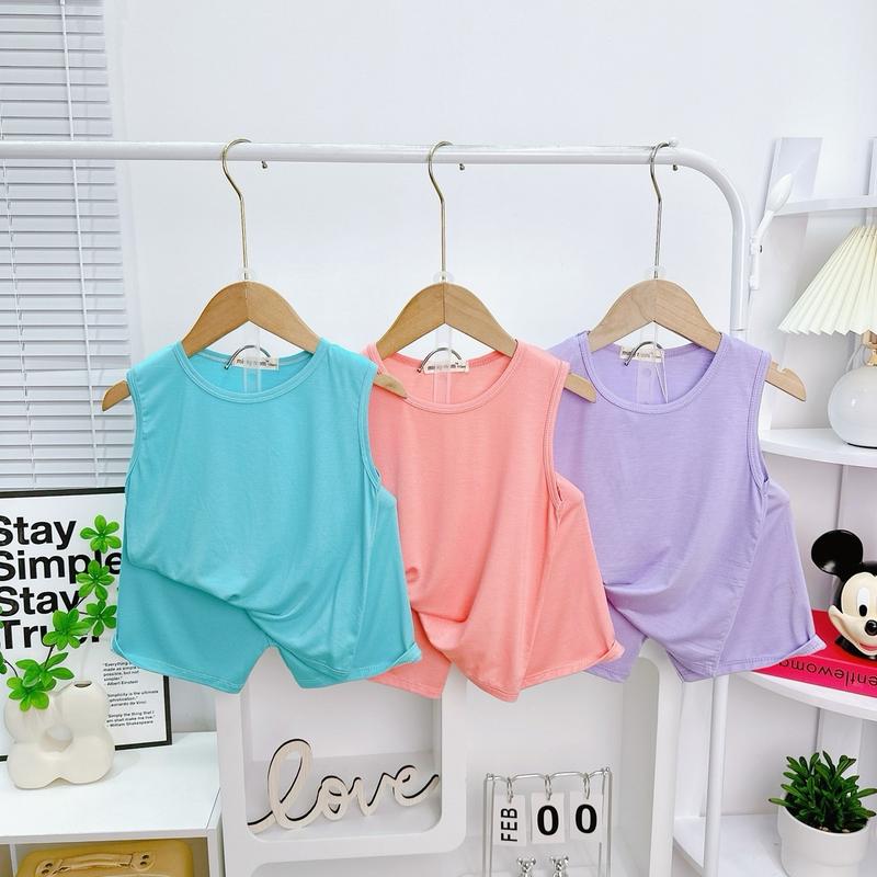 ￼NT039 Bộ ba lỗ, bộ sát nách thun lạnh Minky mom cho bé trai, bé gái, sơ sinh màu trơn 3