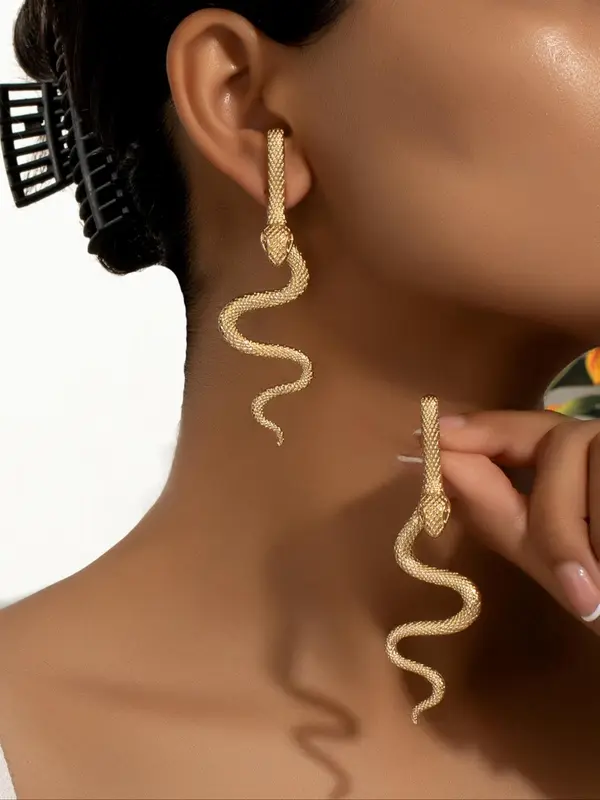 Snake Design Ear Jacket, Fashionable Earrings for Women, Elegant Jewelry for Party, Daily Clothing Decor, Trendy All-match & Exquisite Jewelry for Birthday Gift 2
