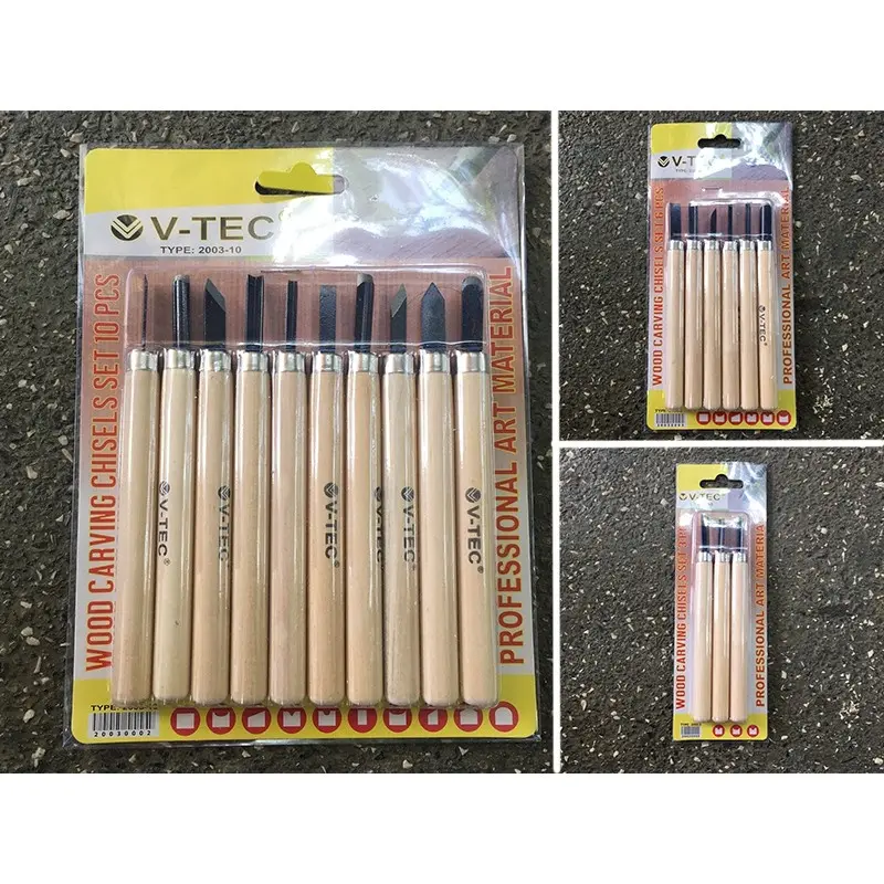 Wood carving tool (tools) set  Pisau Ukir Lino Vtec / Alat Cukil / Alat Pahat Kayu Karet Linoleum set isi 3 / 6 / 10 V-Tec