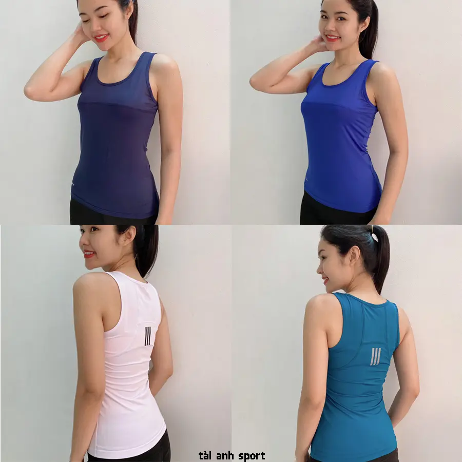 Áo nữ sát nách tập gym, yoga, aerobic Sport thiết kế lai ngang chất thun co giãn 4 chiều thấm hút mồ hôi tốt
