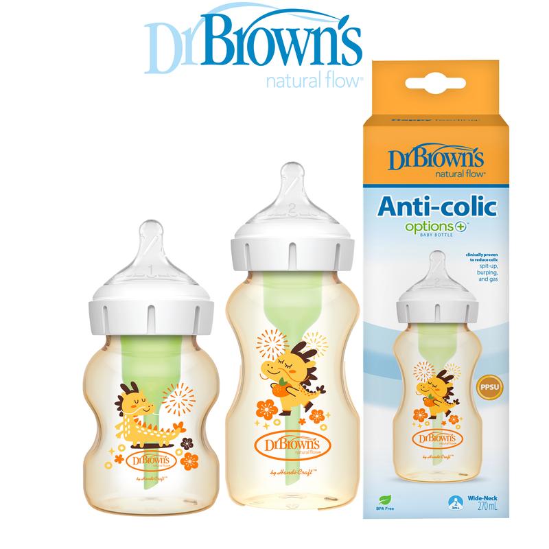 Bình sữa Tùy chọn cổ rộng nhựa PPSU Dr Brown's hình con rồng 150ml/270ml 4