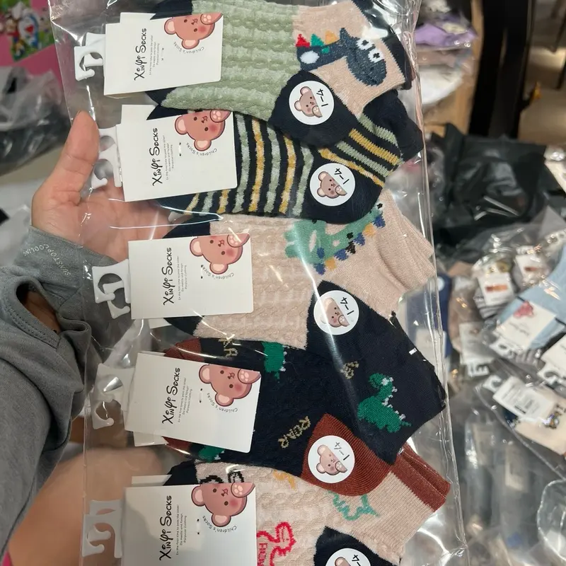 Combo 10 đôi tất khủng Long kẻ xanh rễ thương chất cotton co giãn cho bé trai dưới 8 tuổi (chân to nhích sz ah ) 1