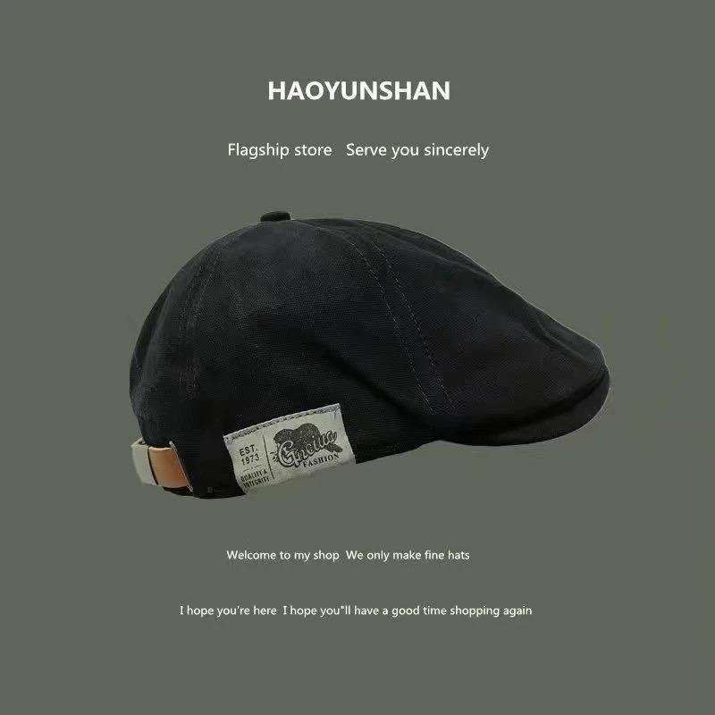 Mũ Beret AHI Nam Nữ Phong Cách Retro Nhật Hàn Màu Trơn Đính Logo Bên Hông - Hat, Women Nón Cap Chống Nắng AHI  thời trang hottrend 2025