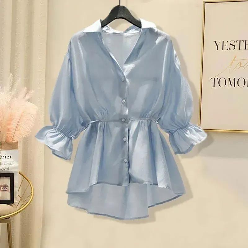 Product Introduction of 2Pcs Dress Women Korean Style Plus Size Suit Women's Design Sense Western Style Shirt Slim Denim Skirt Female Trend Skirts for Women 10