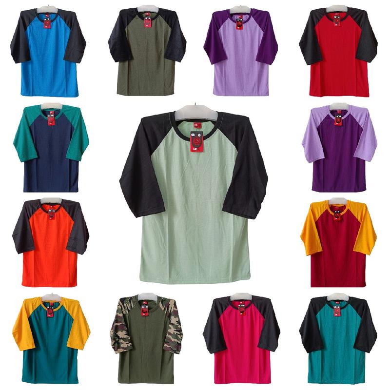 kaos polos reglan pria wanita (unisex) lengan 3/4 uk M L XL XXL Nyaman Tebal Oblong Santai Baju Dewasa Seragam Katun Atasan 3