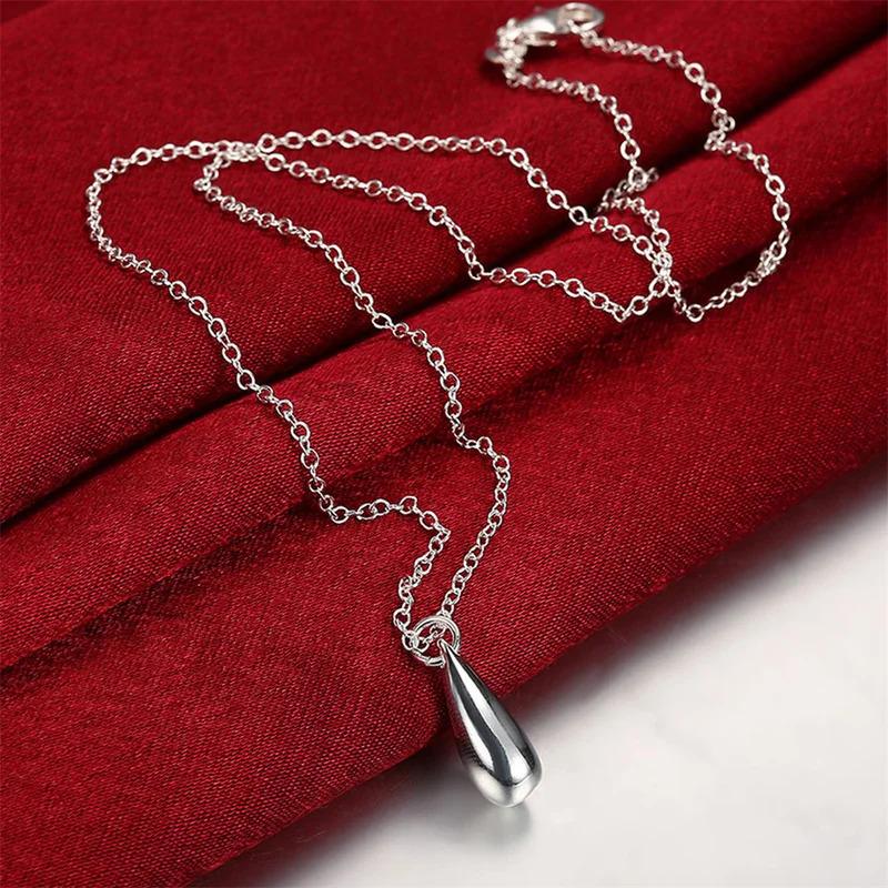 Vòng cổ với mặt dây chuyền giọt nước Màu bạc Sterling 925 dành cho phụ nữ, đồ trang sức thời trang cho tiệc cưới, quà đính hôn 3