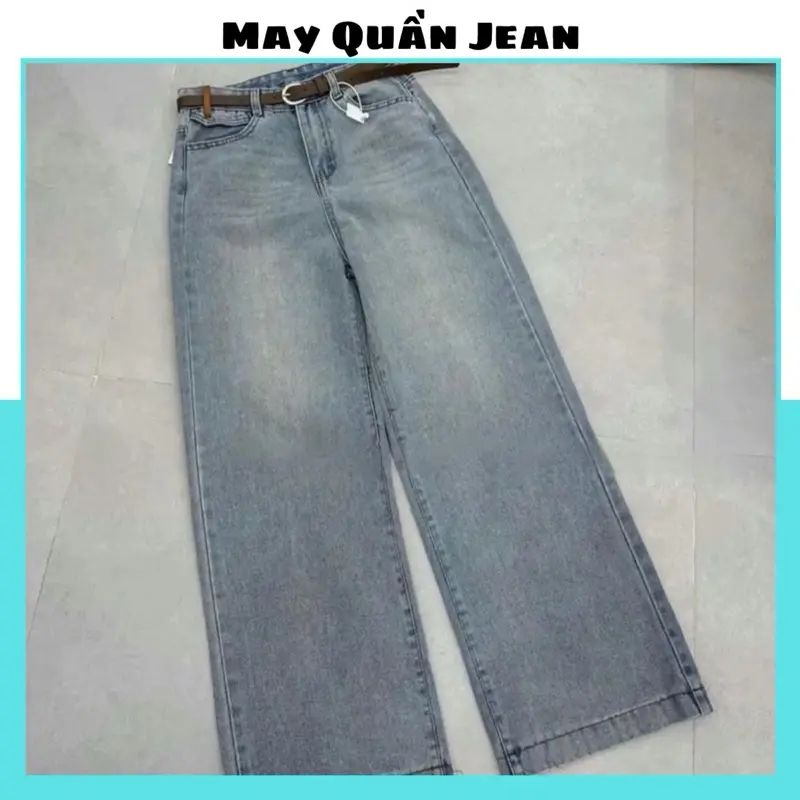 Quần jean suông lưng cao basic tôn dáng dài 94-95cm, Dành cho nấm dưới 1m6