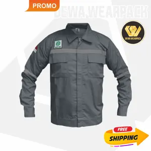 Baju Wearpack Safety Pria Kemeja Atasan Baju Kerja Abu Polos Bordir Panjang