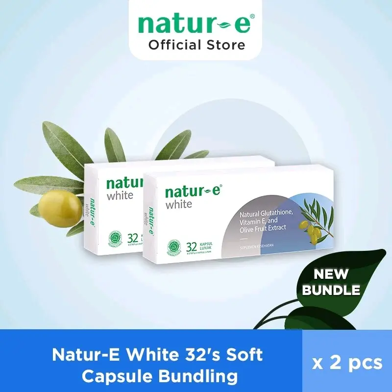 2 Box Natur E White soft capsule 32's Mencerahkan vitamin pemutih