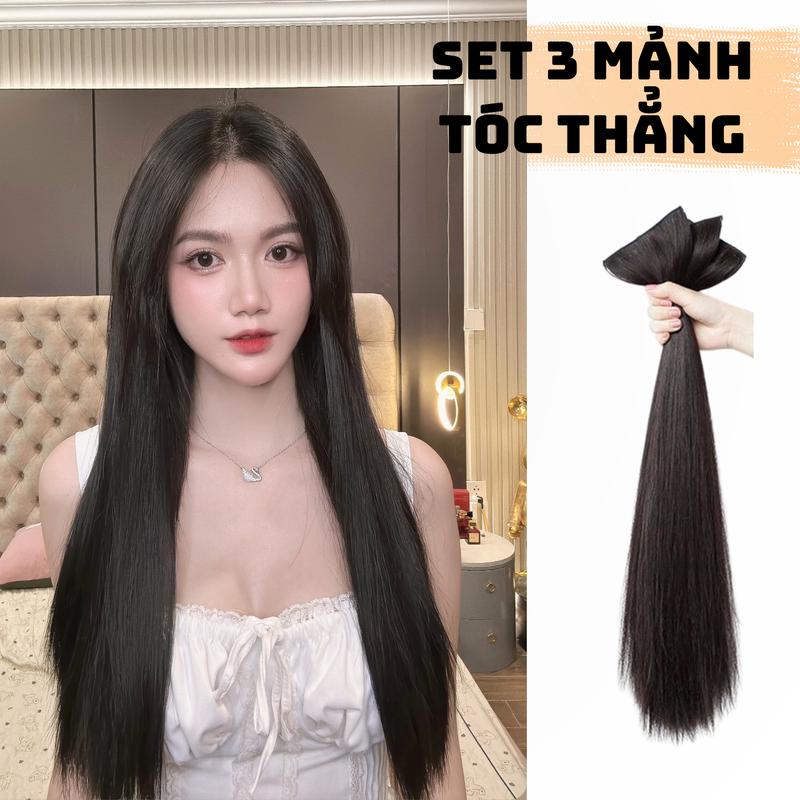 Tóc kẹp dải 3 mảnh Thẳng 50cm YD3MT50 (kẹp lên đầu sẽ dài khoảng 53-55cm)