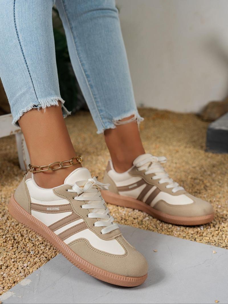 Product Introduction of Women's Vintage Fashionable Colorblock Lace Up Walking Shoes, Casual Comfortable Sports Shoes for Outdoor, Lightweight Breathable Non-slip Sneakers for Daily Wear 5