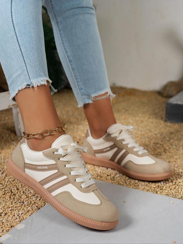 Women's Vintage Fashionable Colorblock Lace Up Walking Shoes, Casual Comfortable Sports Shoes for Outdoor, Lightweight Breathable Non-slip Sneakers for Daily Wear 4