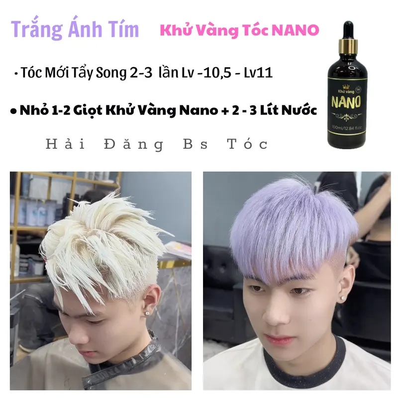 KHỬ VÀNG TÓC NANO - 100ml ĐẬM ĐẶC - Siêu Mạnh ( 1 Lọ Dùng 2 Năm ) - Hỗ Trợ Khử Các Nền Tóc Tẩy Phai Ra Vàng . 6