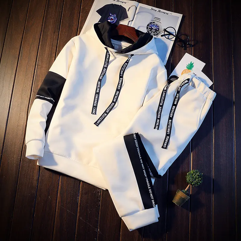 Men and Women Autumn Suit Men's Korean-Style Trendy Handsome Hip Hop Loose Long-Sleeved T-shirt Two-Piece Set Student Sweater