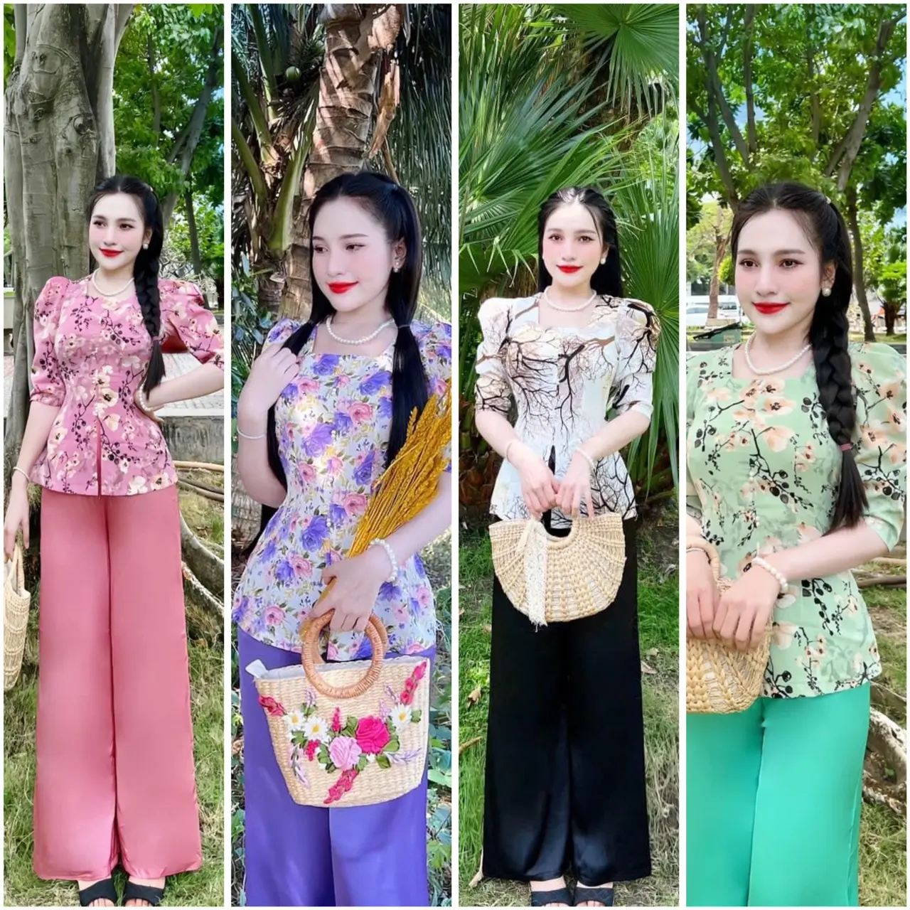 BỘ BÀ BA CỔ VUÔNG LỤA MANGO CỰC DỄ THƯƠNG (CÓ SZ THEO KÍCH CỠ)