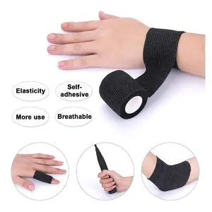 Wrap Tape Medical Perban Lakban Anti Cedera Pelindung Olahraga Sport - Plester Elastis Cegah Cidera Otot Melindungi Tubuh Saat Olah Raga Wristape Pembalut Perekat Pertolongan Pertama Peregangan Elastoplast 5cm x 4.5m Tap Roll Finger Teping - Black/Hitam