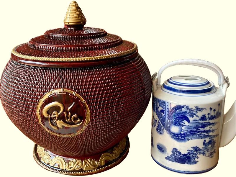 Giỏ ủ ấm tích Phúc Lộc Thọ pha trà xanh, dung tích 1,5 lít, hàng Bát Tràng sơn nhũ vàng bền đẹp