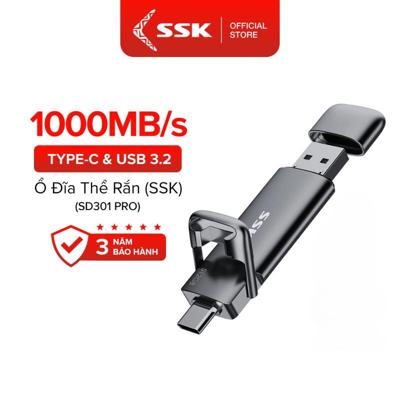 Ổ Cứng SSD USB Di Động SSK SD301 Pro | Giao diện kép SSD SSD | Pendrive Type C | Gen 2 Tốc độ truyền USB C 550Mb s