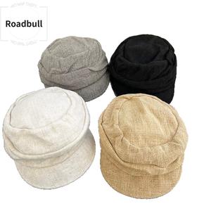 ROADBULL春夏は薄いハンドの手での通気性のあるリネン作るプリーツ払ういきペインターハット,小顔効果のあるレトロなキャップ,多目的な女性用帽子