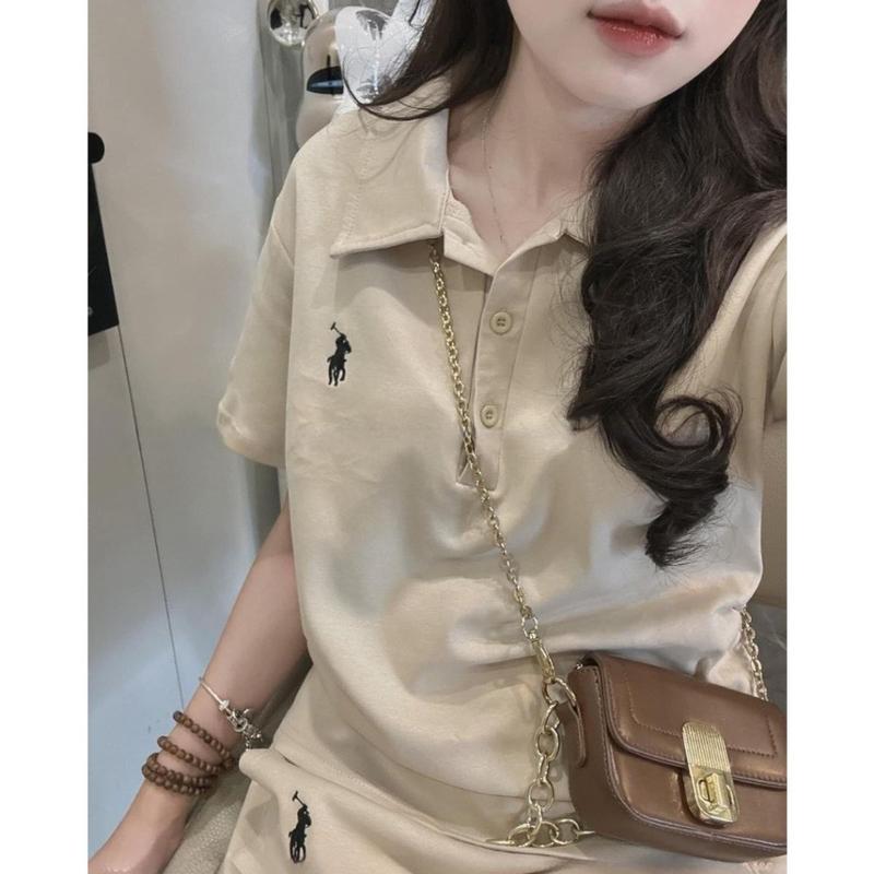 Set áo polo thêu ngựa mix chân váy chữ A  set áo bộ nữ cài cúc phối chân váy ngắn có túi style trẻ trung B345 HANASU 3