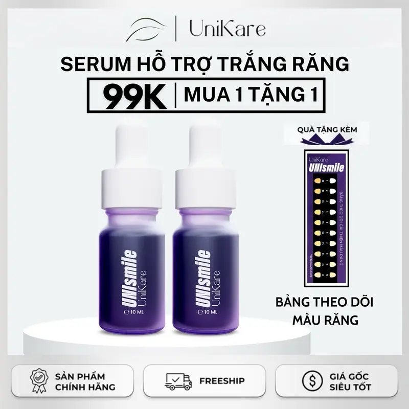 Serum Trắng Răng Unismile Unikare -  Hỗ trợ cải thiện vết ố vàng răng, làm sạch mảng bám trên răng 10ml Nữ Nam 0