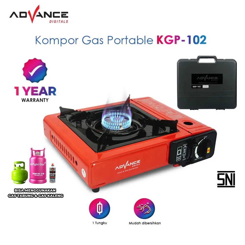 Kompor Portable Advance KGP 102 Kompor 2 Fungsi Gas Tabung & Kaleng