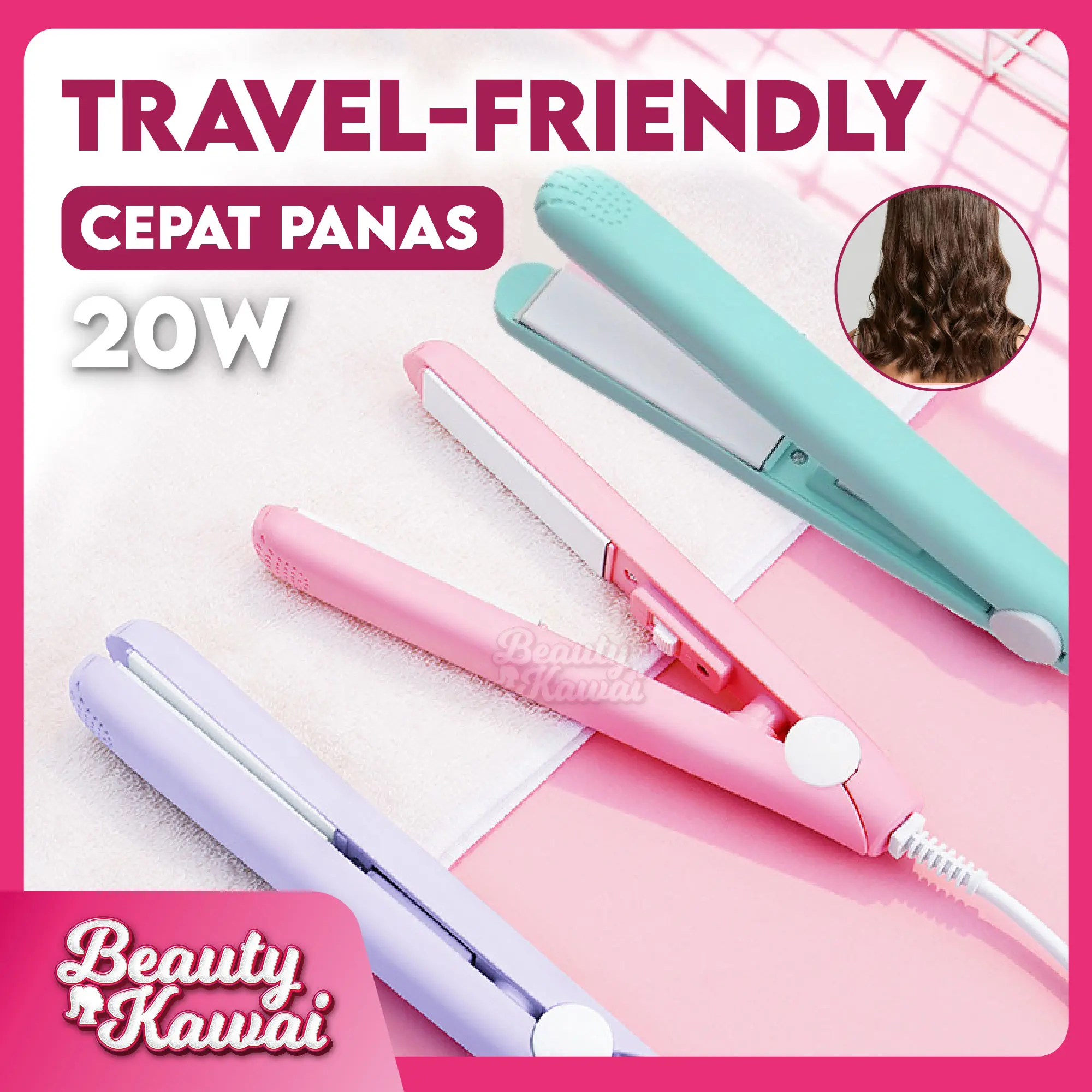 Catokan Mini Murah Pelurus Rambut Portable 2 in 1 Lurus dan Keriting