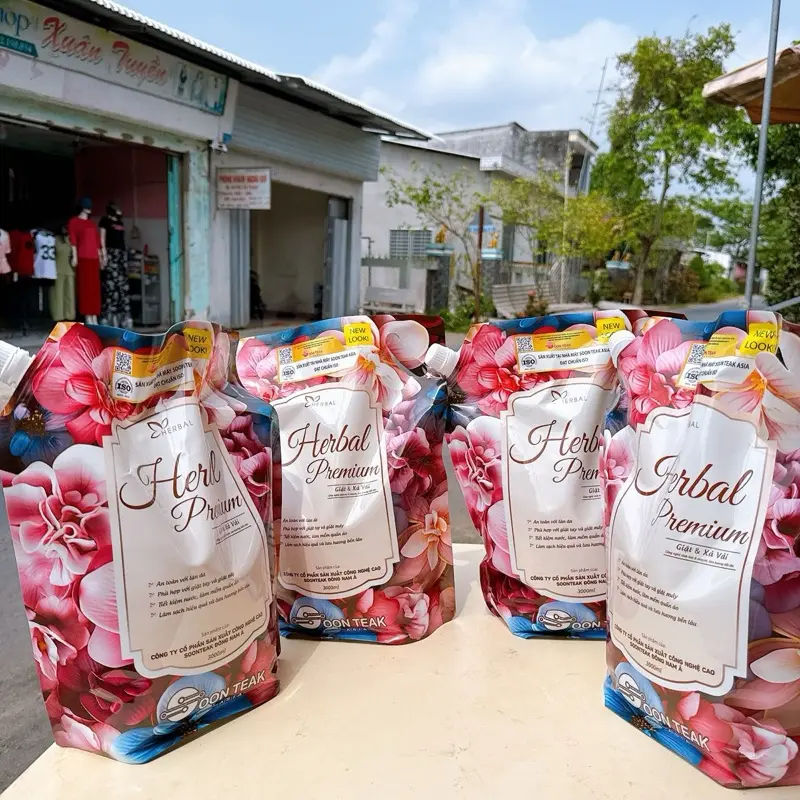 Nước giặt xả herbal hương nước hoa Pháp thùng 4tuí 12kg đạt chuẩn iso 9001 (tem chống hàng giả ) 3