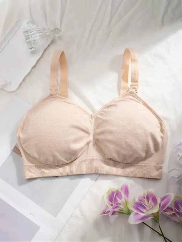 【Plus Size】 Solid Wireless Bra, Comfortable Breathable Buckle Back Nursing Bra for Pregnancy & Postpartum, Maternity Bra for Daily Wear 7