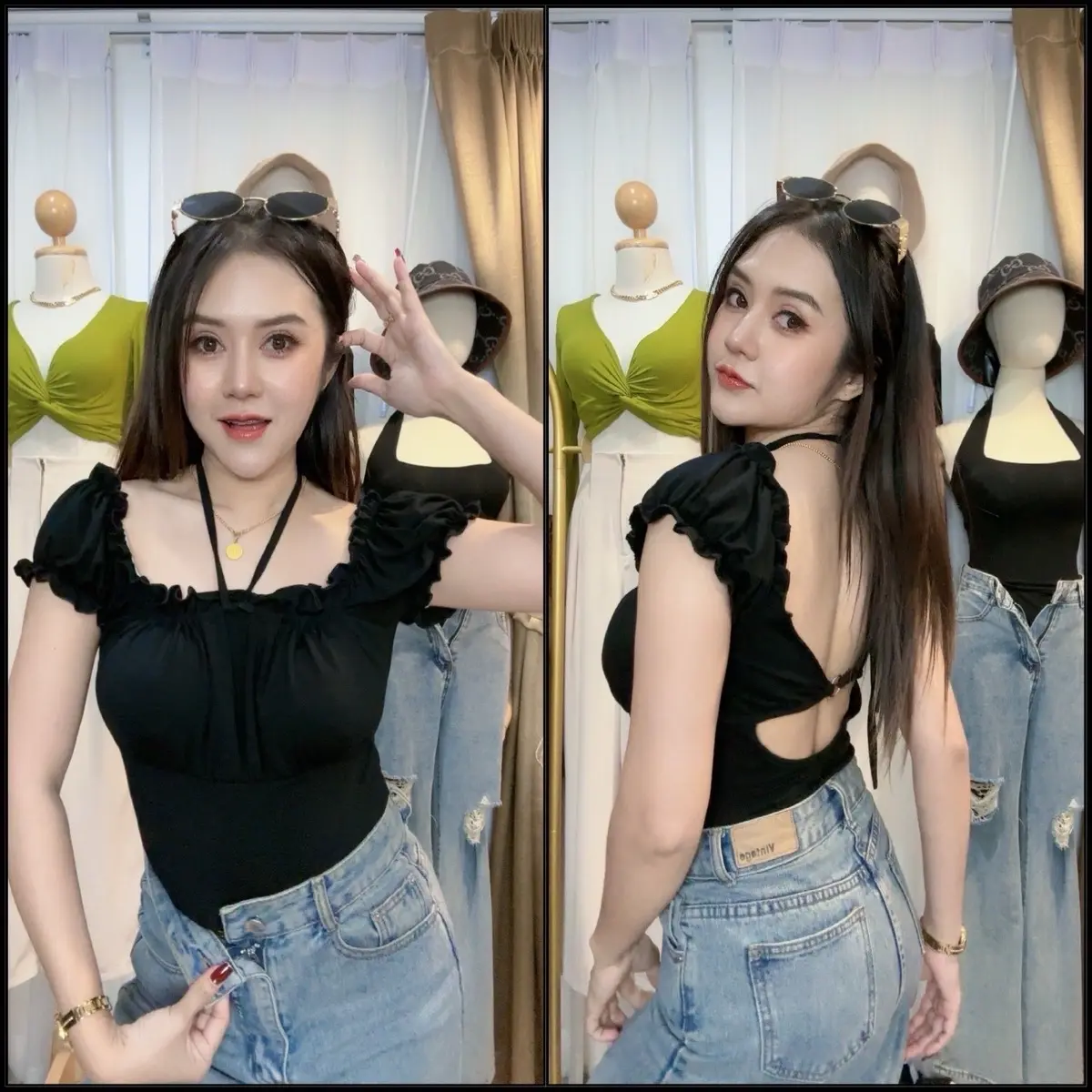 B14 บอดี้สูทแขนตุ๊กตาโชว์หลังมีฟองน้ำ ใส่ได้หลายแบบ