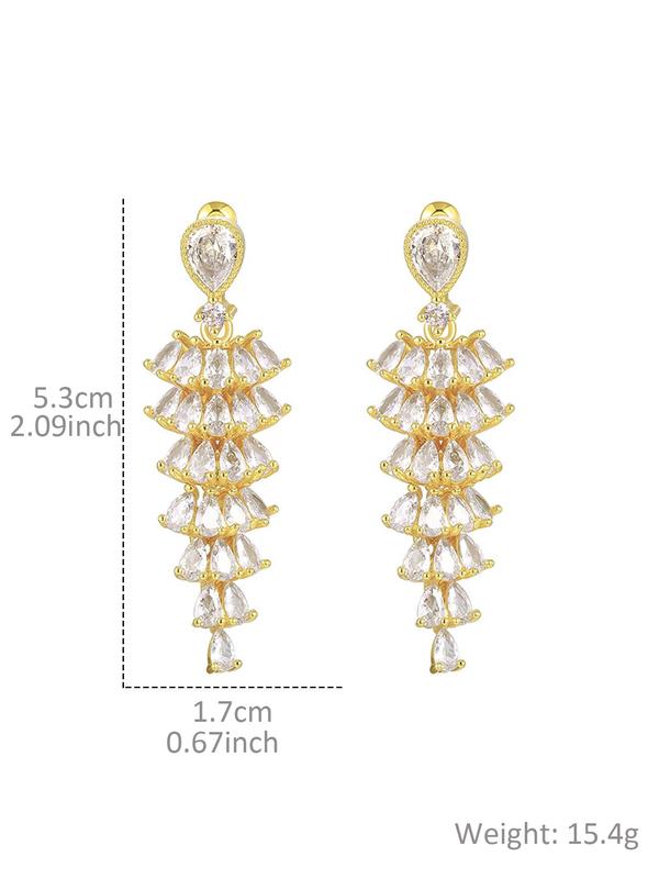 Women's Elegant Artificial Crystal Decor Dangle Earrings, Exquisite Trendy Drop Earrings, Fashionable Jewelry for Women for Daily & Party Decoration 5
