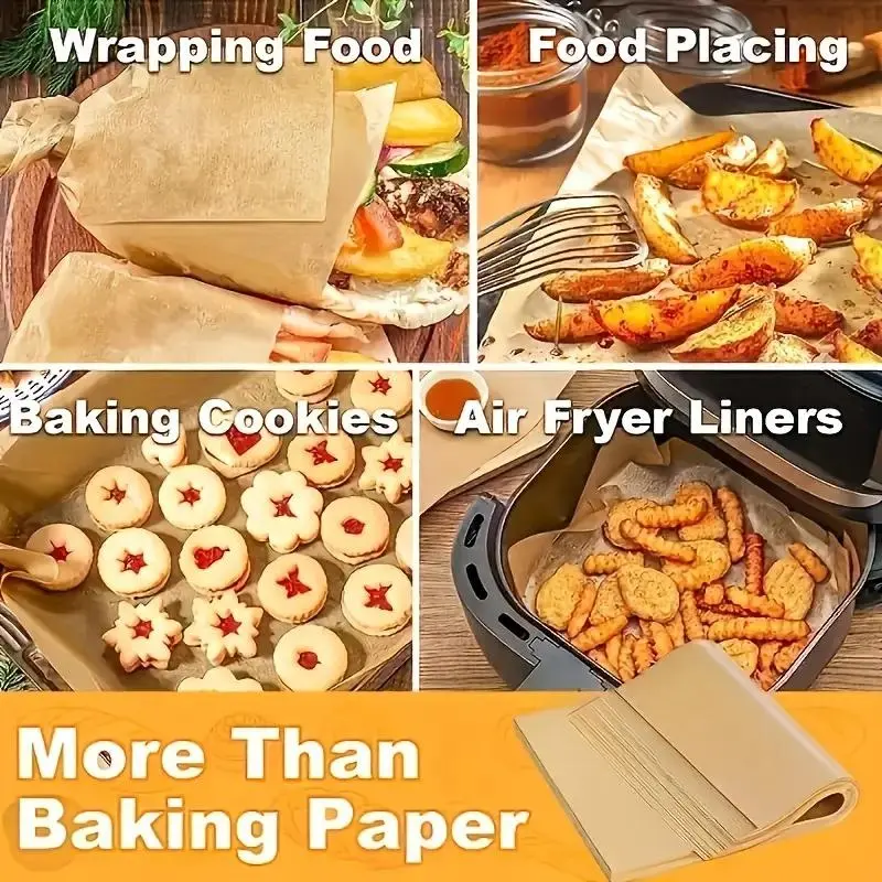 Baking Paper, 50pcs Non-stick Baking Paper, Baking Utensils for Baking, Cooking, Grilling, Air Fryer, Steamer, Deep Fryer 3