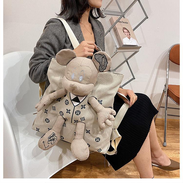 Product Introduction of Ba Lô Vải Bố Búp Bê Mickey, Thời Trang, Phong Cách Phương Tây Thường Ngày Sức Chứa Lớn, Thích Hợp Đi Du Lịch, Túi Đi Học Học Sinh, Hàng Mới Về Năm 2024 Nam Bag Backpack Đeo Vai 21