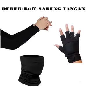 Paket Hemat Murah Sarung tangan Motor+Baff+Deker Spandex