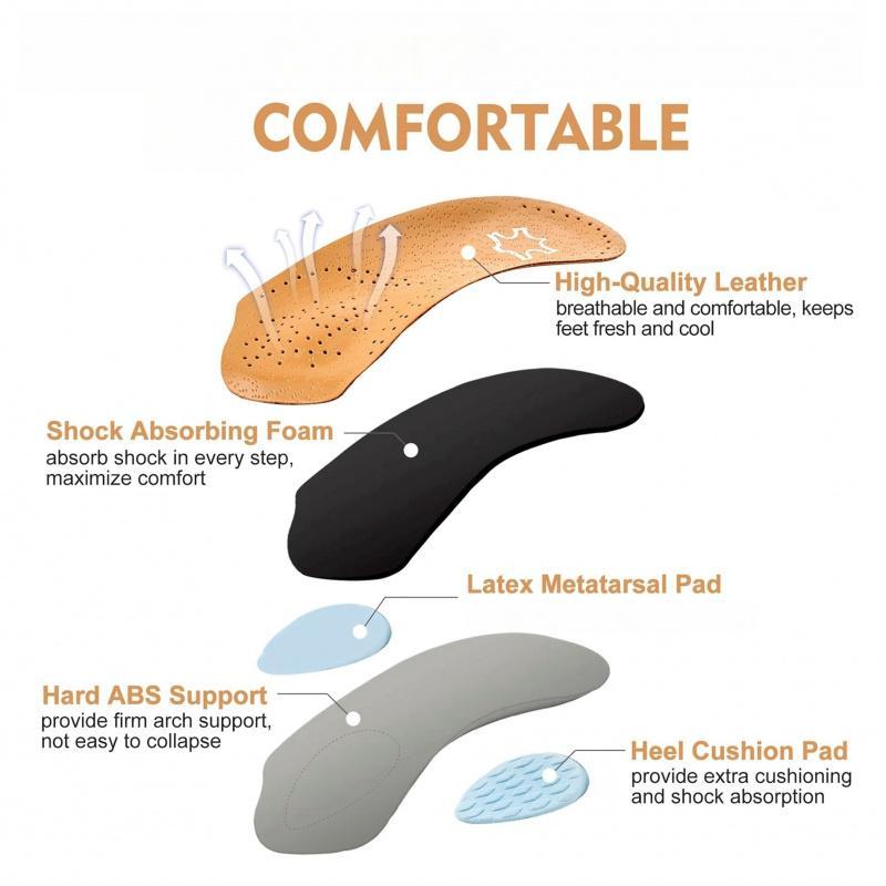 High Arch Support Insoles with Heel Cushion, Shock Absorbing PU Material Breathable Comfortable Latex Metatarsal Pads, Sports Shoe Accessories for Running & Walking 4